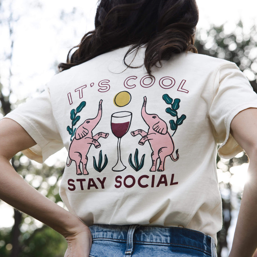 Stay Social Tee Shirt - Ivory