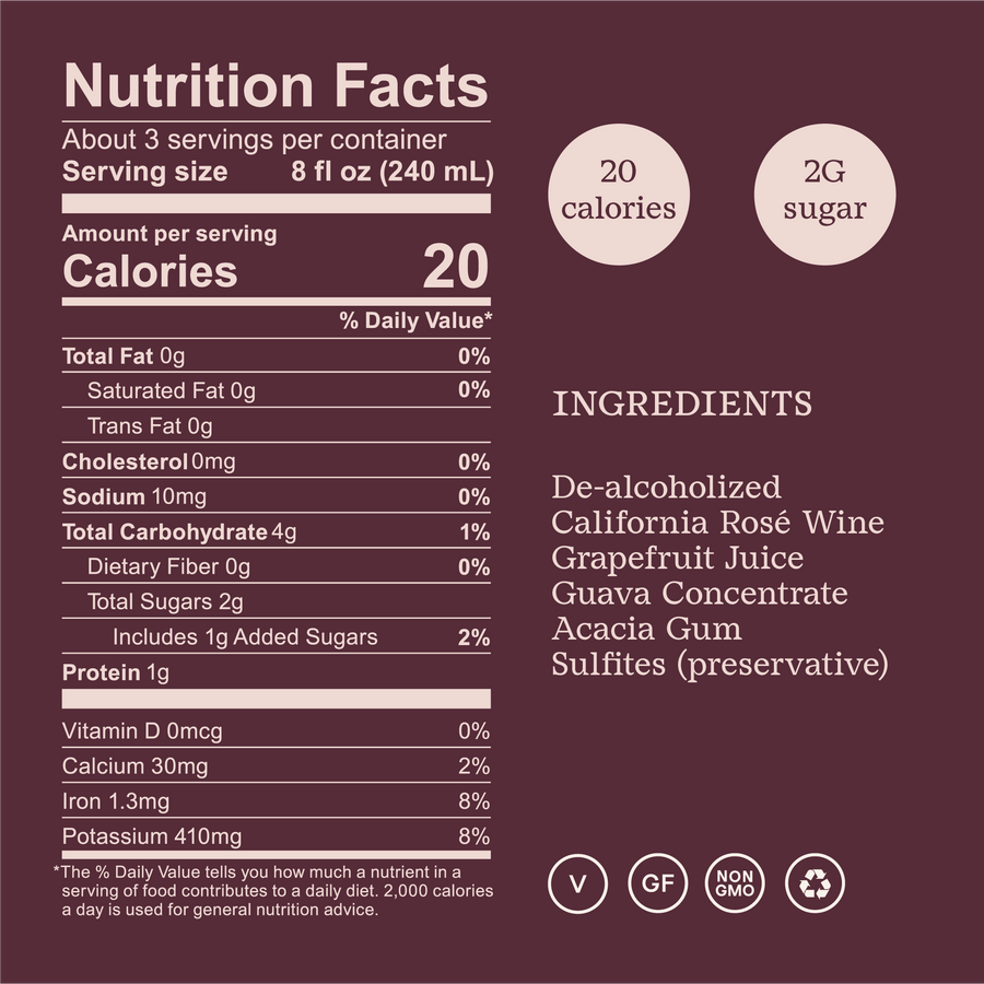 Non-alcoholic Sparkling Rosé Surely Nutrition Facts